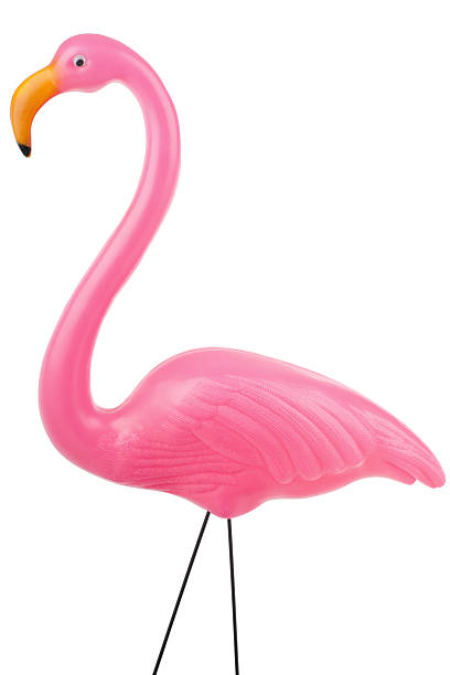 pink flamingo (XXXL) "A plastic pink flamingo, isolated on a pure white background with a clipping path." garden feature stock pictures, royalty-free photos & images