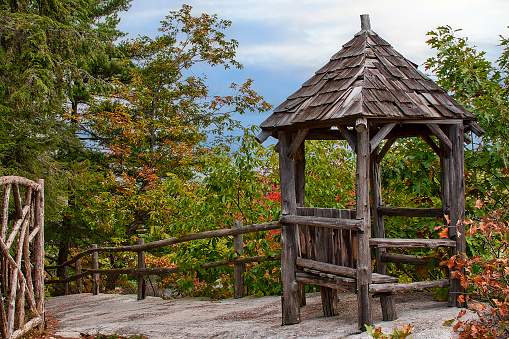 Wooden Gazebo Overlooking Copes Lookout, on Mohonk Mountain in upstate New York