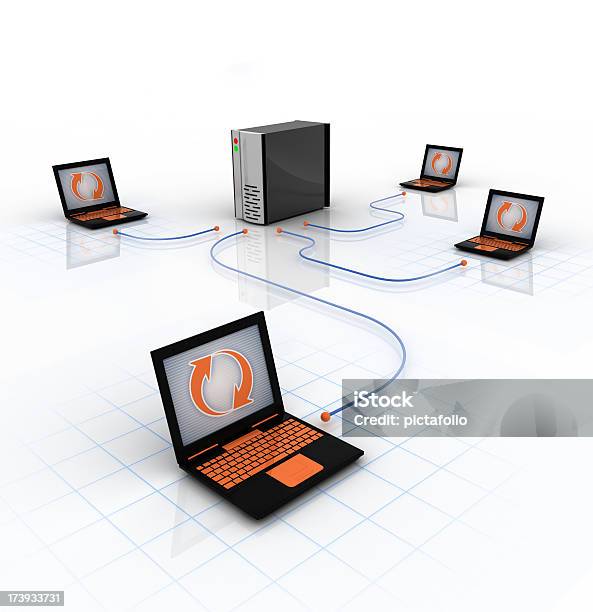 Network Server Laptops Stock Photo - Download Image Now - Brand Name Online Messaging Platform, Communication, Computer