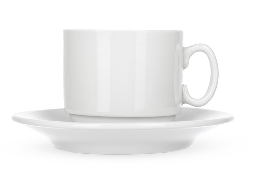 Empty white mug isolate on white background