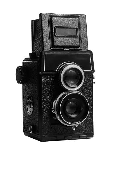 istock Vintage two-lens medium format film camera on a white background 1739338778