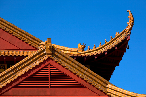 Chinese style roof and wall in Forbidden City,Beijing ,China