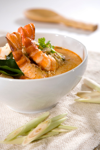 Spicy Thai Tom Yum Soup With Shrimp.