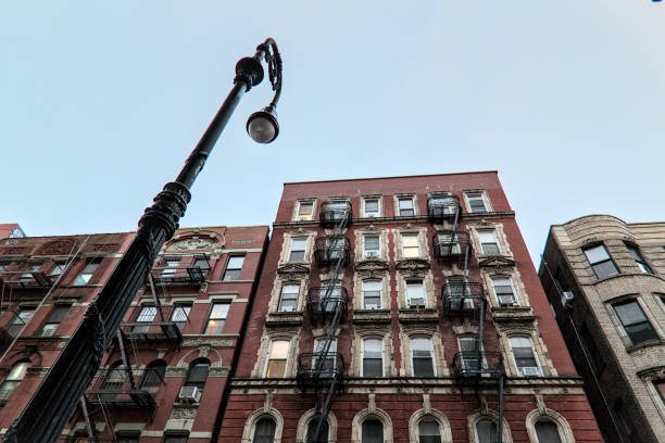 istock typical lower east side apartment building (tenement with fire escape, windows, lamp post) detail (red brick) 1739345673