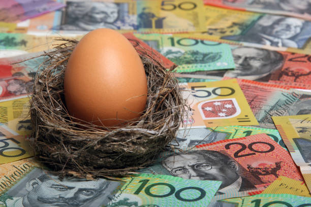 Savings Nest Egg with Australian Currency stock photo