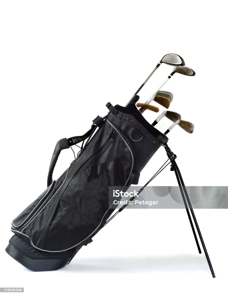 A picture of golf clubs in a black bag Golf Clubs in a Golf Bag Golf Bag Stock Photo