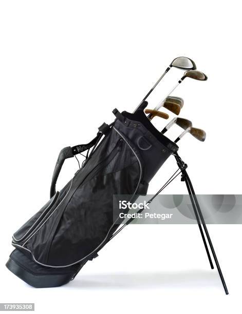 A Picture Of Golf Clubs In A Black Bag Stock Photo - Download Image Now - Golf Bag, Cut Out, Golf Club