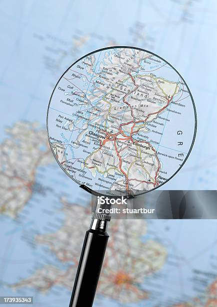 Schottland Nahaufnahme Stockfoto und mehr Bilder von Karte - Navigationsinstrument - Karte - Navigationsinstrument, Schottland, Vergrößerungsglas