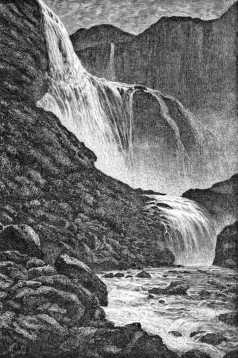 Skjeggedal mountain. Troll tongue, illustration from Universal Geography, St. Petersburg, 1898