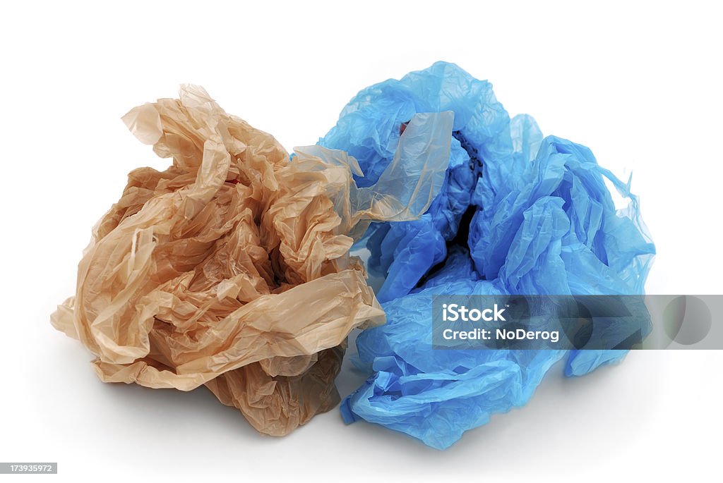 ブルーとブラウンのプラスチック製の袋食料品 - ビニール袋のロイヤリティフリーストックフォト