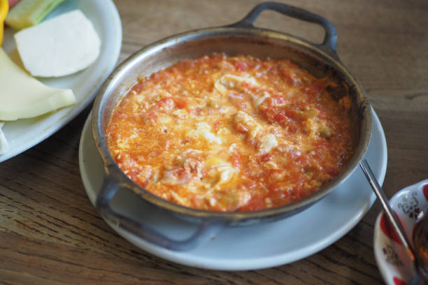 istock Turkish Menemen omelet in a frying pan. . 1739362313