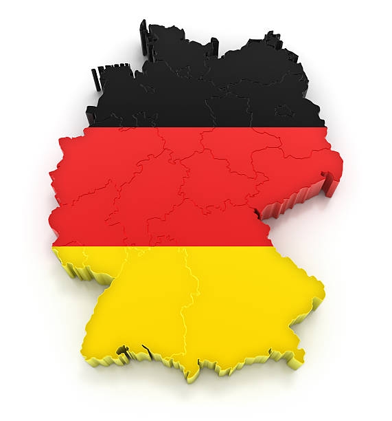 deutschland-karte mit fahne - deutschlandkarte stock-fotos und bilder