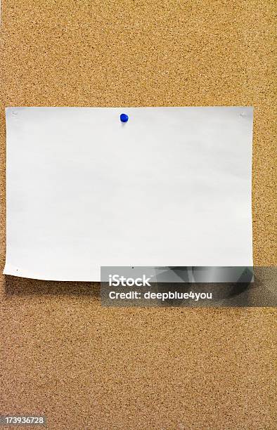 Blank White Din A4 Paper On A Cork Wall Stock Photo - Download Image Now - Adhesive Note, Advertisement, Advice
