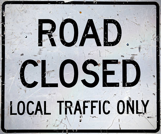 istock road closed local traffic only sign 173936753