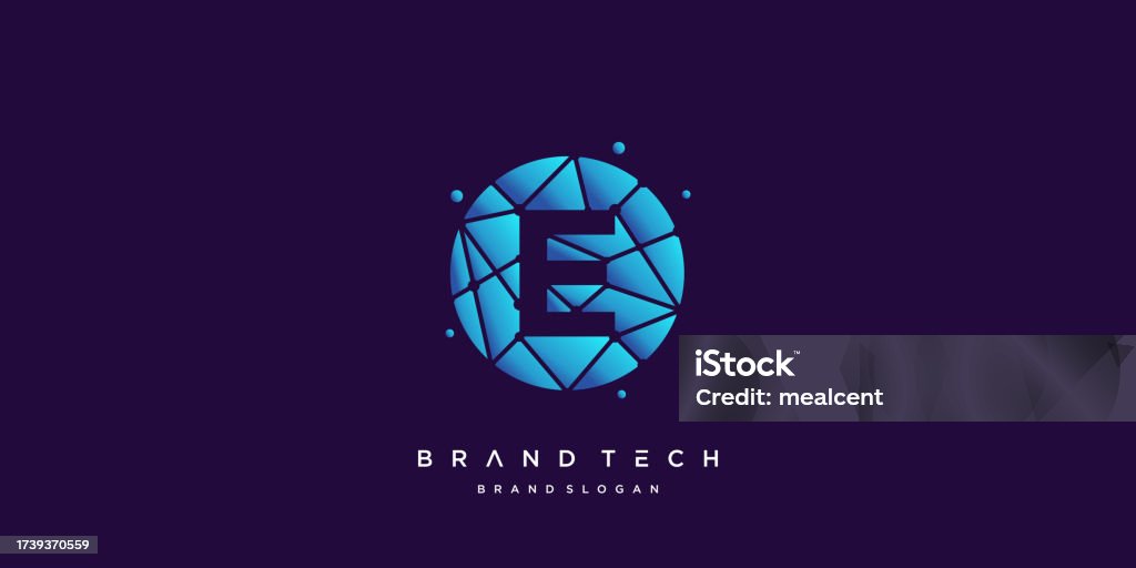 E Tech Image Tech Logo E With Creative Molecule Style Vector Part 2 Stock ...