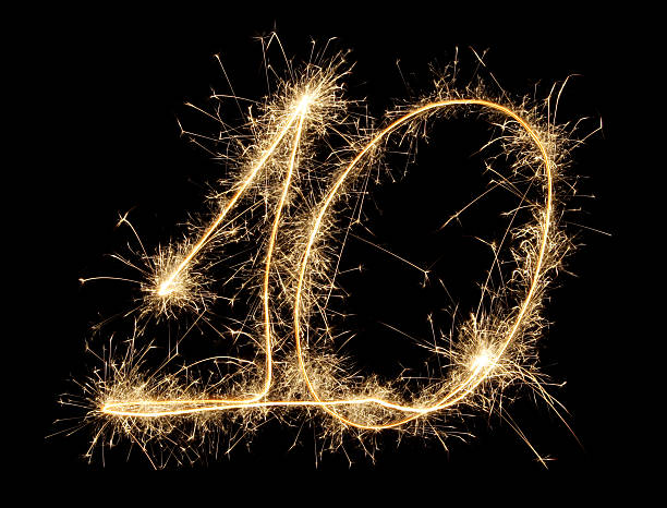 Celebration numbers series with black background stock photo