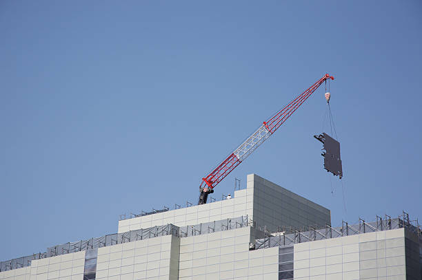 Construction site with crane. stock photo