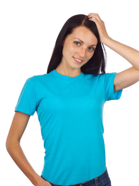 istock Young woman with light blue shirt 173937507