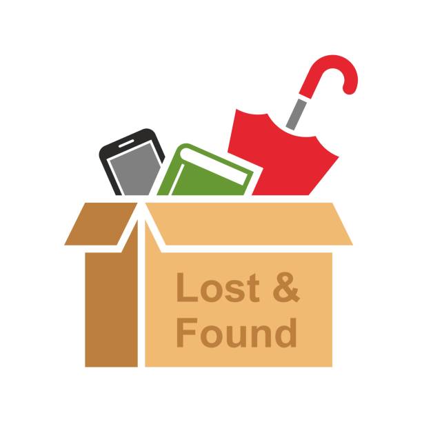 ilustraciones, imágenes clip art, dibujos animados e iconos de stock de icono de objetos perdidos. objetos perdidos. - oficina de objetos perdidos