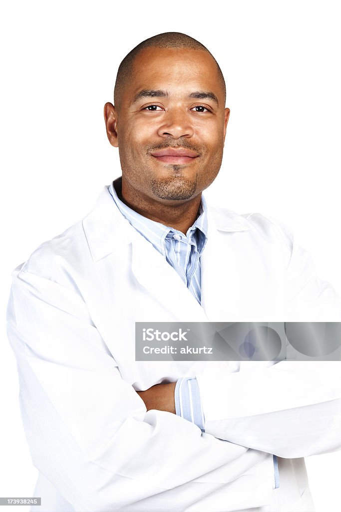 Черный мужской Медицинский работник-исследователю, медсестре Пальто lab 30 - Стоковые фото Белый фон роялти-фри