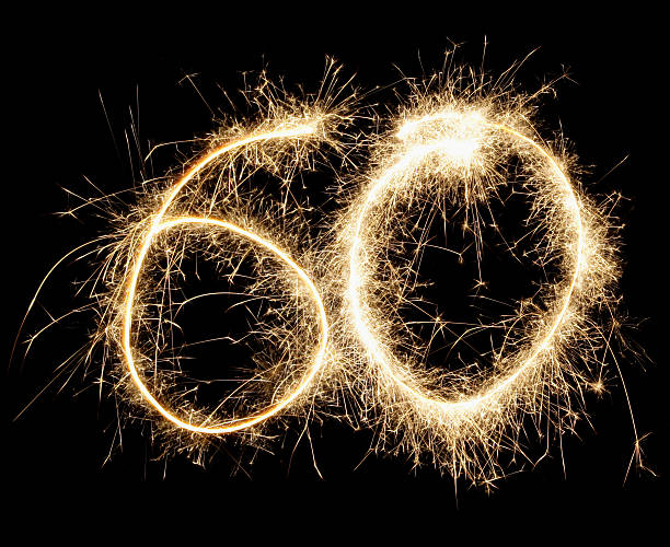 Number 60 made out of fireworks stock photo