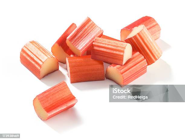 Rhubarb Pieces Stock Photo - Download Image Now - Rhubarb, Cut Out, White Background