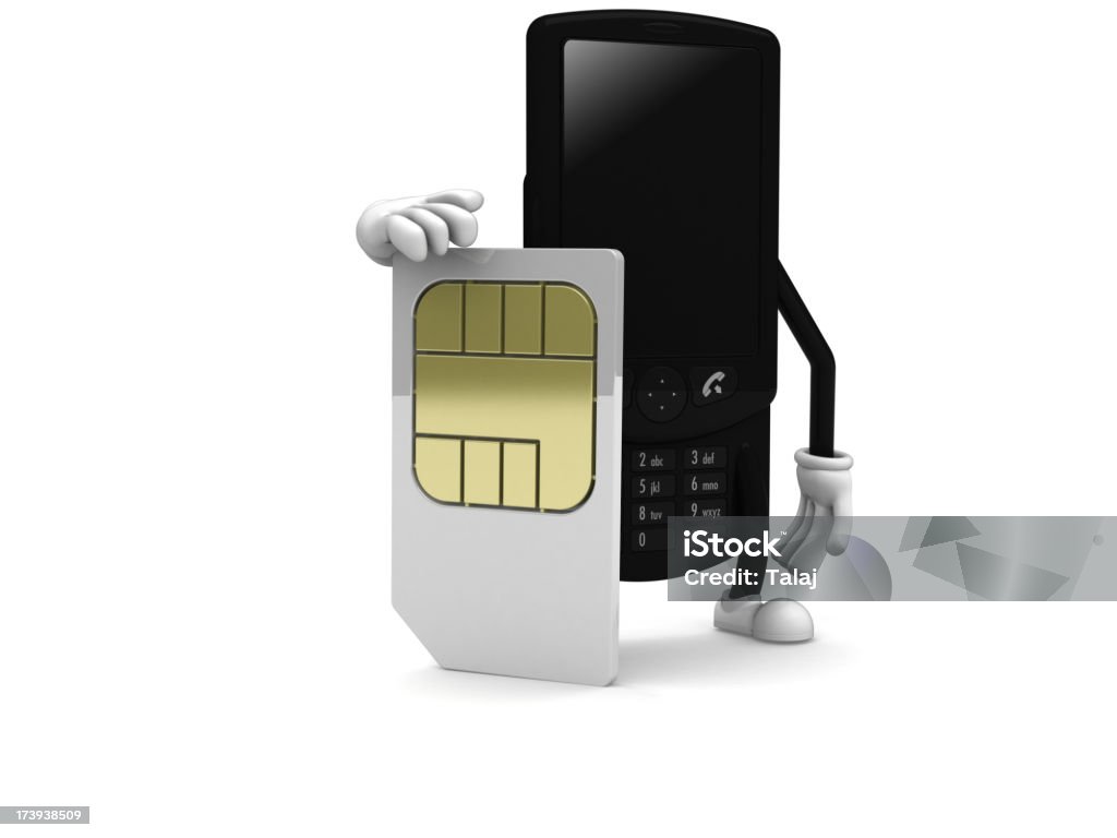 Cellphone with SIM card Cellphone with SIM card isolated on white background SIM Card Stock Photo