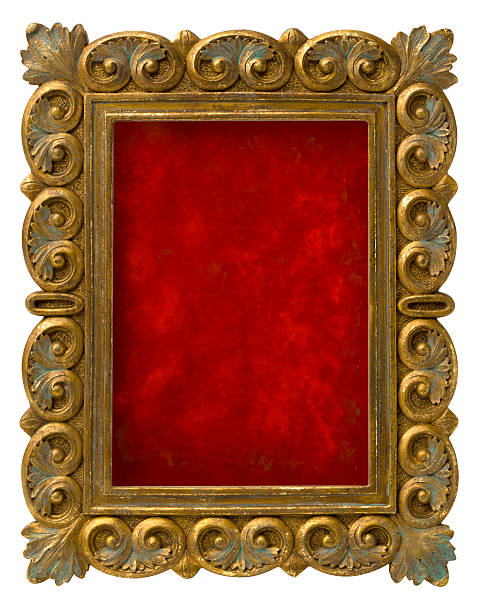 istock Ornate Antique Gold Picture Frame, Red Background. Clipping Path. 173938660