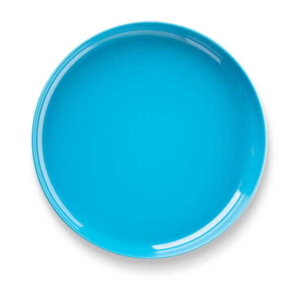 istock empty blue metal bowl, pet feeder 1739387255