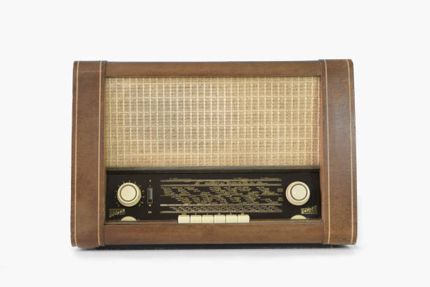 istock Authentic 60s radio receiver. Front view. On white background. Traces of time. isolated on white. 1739395945