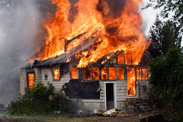 Burning House stock photo