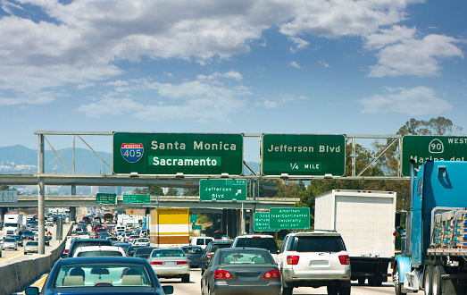 Freeway traffic in LA, California.