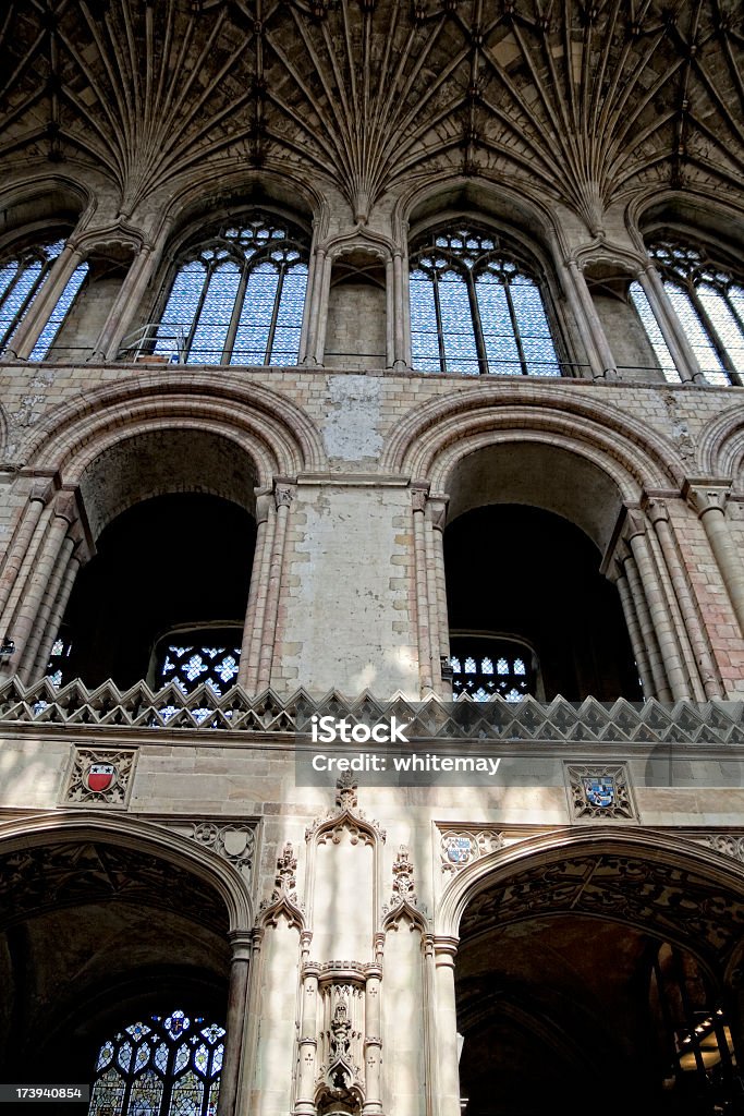 Vaulting e archi della cattedrale di Norwich - Foto stock royalty-free di Ambientazione interna