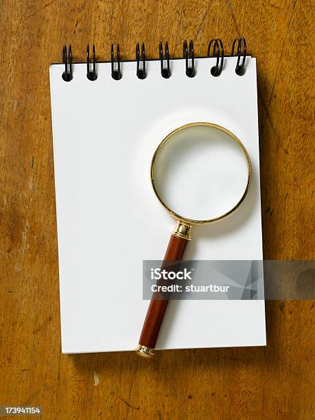 Magnifying Glass On Table Top Stock Photo - Download Image Now - Business, Copy Space, Industry