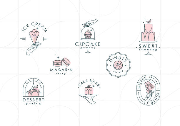 kuvapankkikuvitukset aiheesta leipomon jälkiruokamerkit art deco - leivonnaistaikina