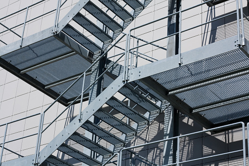 Steel staircase close-up