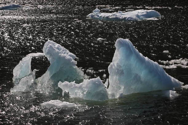 アラスカ州パッセージ内の青い氷山 - glacier alaska iceberg melting ストックフォトと画像