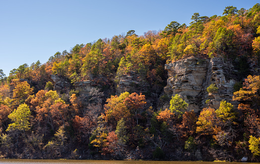 Fall colors at Robber’s Cave State Park, Oklahoma, early November.