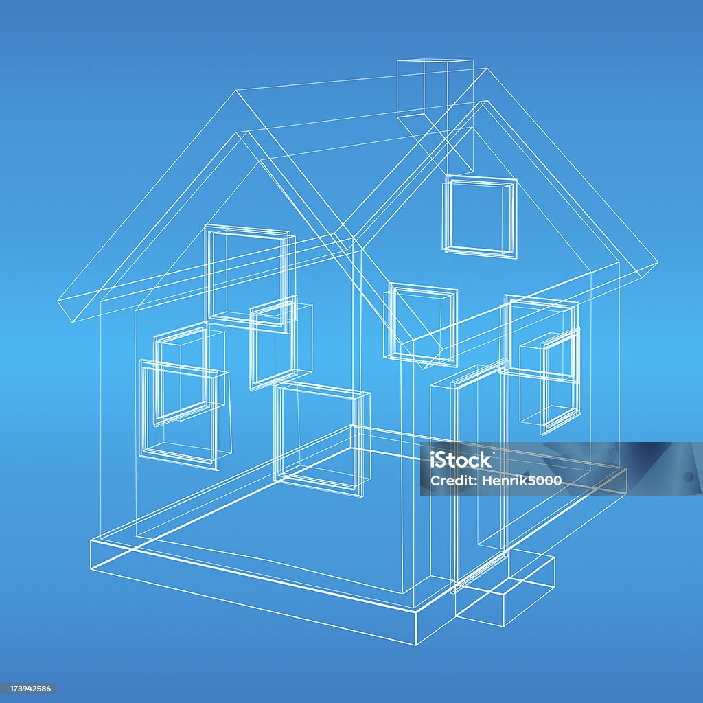House Model Wireframe Blueprint Stock Photo - Download Image Now - House,  Simplicity, Sketch - iStock