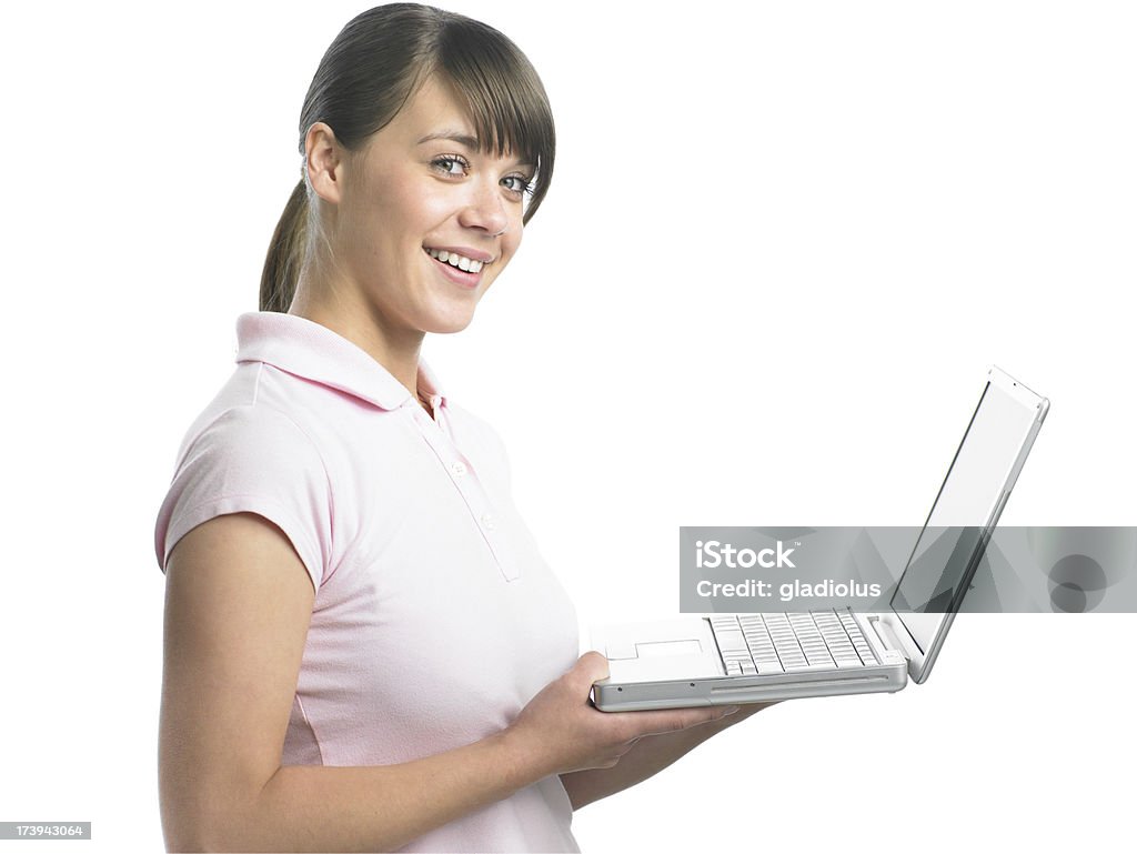 Ritratto di Ragazza adolescente con notebook - Foto stock royalty-free di Abbigliamento casual