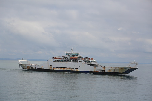 itaparica, bahia, brazil - october 13, 2023: ferry boat Zumbi dos Palmares during a crossing in the waters of Baia de Todos os Santos in the city of Salvador.