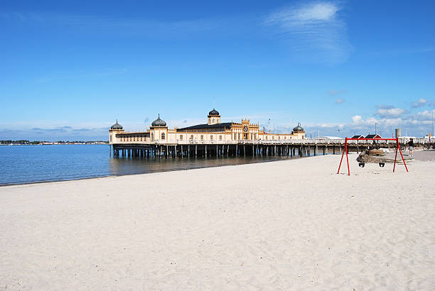 Bath house in Varberg, Sweden stock photo