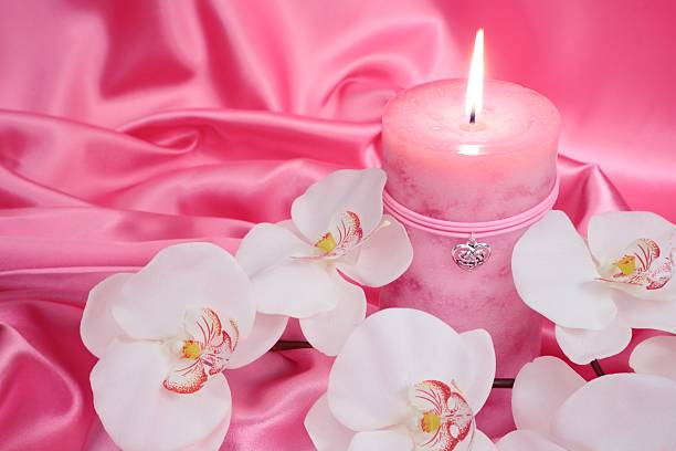 Atmospheric violett candles background