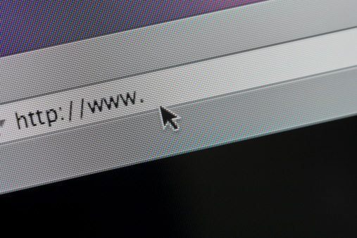 Close up of domain link on computer screen