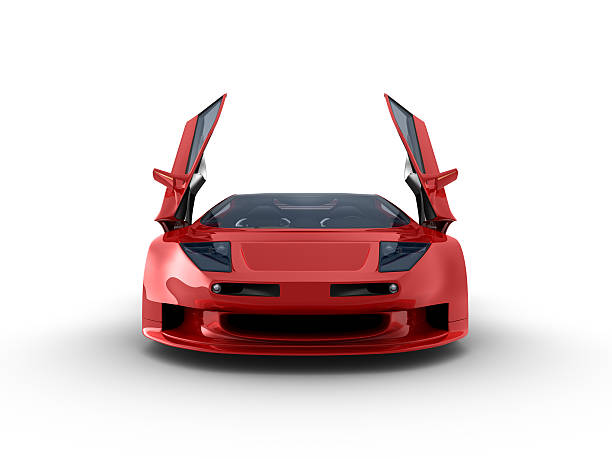 Red sport car on white background stock photo
