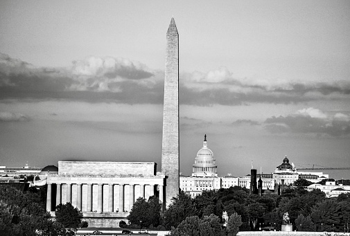 The Capitol Building, Washington Monument, and Lincoln Memorial from Arlington