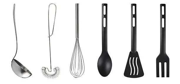 cooking utensils isolated on white background.