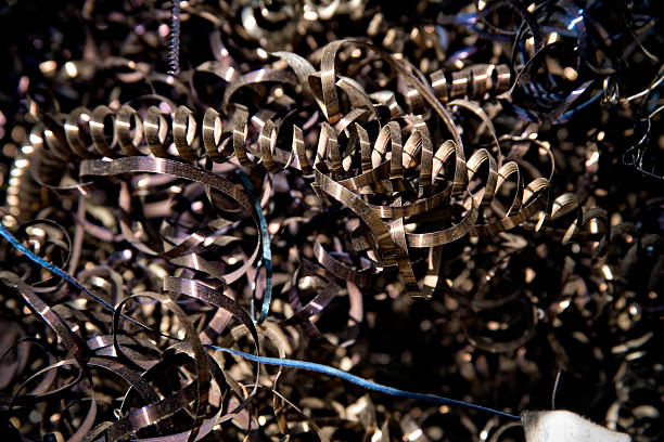 close up scrap metal shavings for recycling stock photo