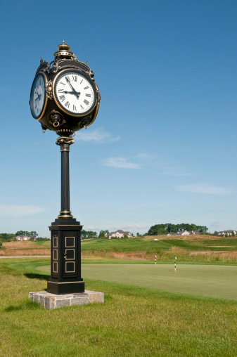 Large Clock Overlooking the Golf Putting Green at a New Jersey Golf Course ... 