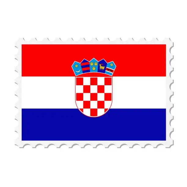 Vector illustration of Croatia postage stamp. Postcard vector illustration with Croatian national flag isolated on white background.